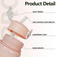 Bouteille d'eau en plastique de 750 ml avec paille, motif animaux marins arc-en-ciel, anti-fuite, réutilisable, avec corde pour camping et voyages en extérieur