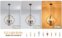 Lustre Orb de style ferme Pendentif rustique à 4 lumières pour entrée de salle à manger-Pendentif en fer blanc chaud suspendu