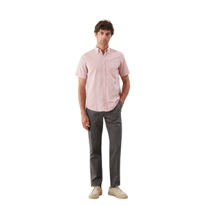 Personnalisé en usine OEM coton/nylon mélangé tissu à manches courtes <span class=keywords><strong>rose</strong></span> chemises habillées formelles à carreaux pour hommes vêtements de bureau - Product Image 6