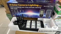Cámara de Seguridad Inalámbrica Solar Wi-Fi, Impermeable, Versión Nocturna, Doble Lente, Audio Bidireccional para Lámpara Exterior LED con Panel Solar