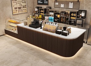 Bancone Bar in legno bancone Bar Bar ristorante moderno Bubble Tea Shop set <span class=keywords><strong>Design</strong></span> del <span class=keywords><strong>negozio</strong></span> di prodotti - Product Image 5
