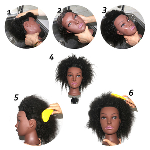 Cabeza de Maniquí Afro Rizada de 8 Pulgadas para Prácticas de Trenzado, 100% Cabello Humano, <span class=keywords><strong>Muñeca</strong></span> de Entrenamiento de Cosmetología para Peluqueros - Product Image 5