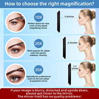 Miroir de Maquillage LED Rechargeable MLG avec Logo Personnalisé, Fixation Murale ou en Saillie, Haute Magnification, Concave 6 Pouces, 3 Ventouses