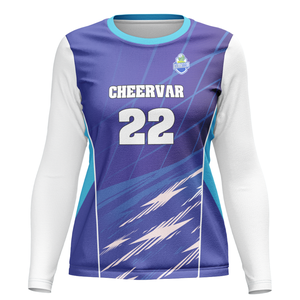 ストレッチフレキシブル女子クルーネックバレーボールジャージー長袖バレーボールウェア - Product Image 3