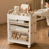 Étagère de rangement pour livres pliable en plastique PP multi-niveaux mobile, pratique, chariot latéral de table pour étudiants, étagère de rangement pour la vie quotidienne