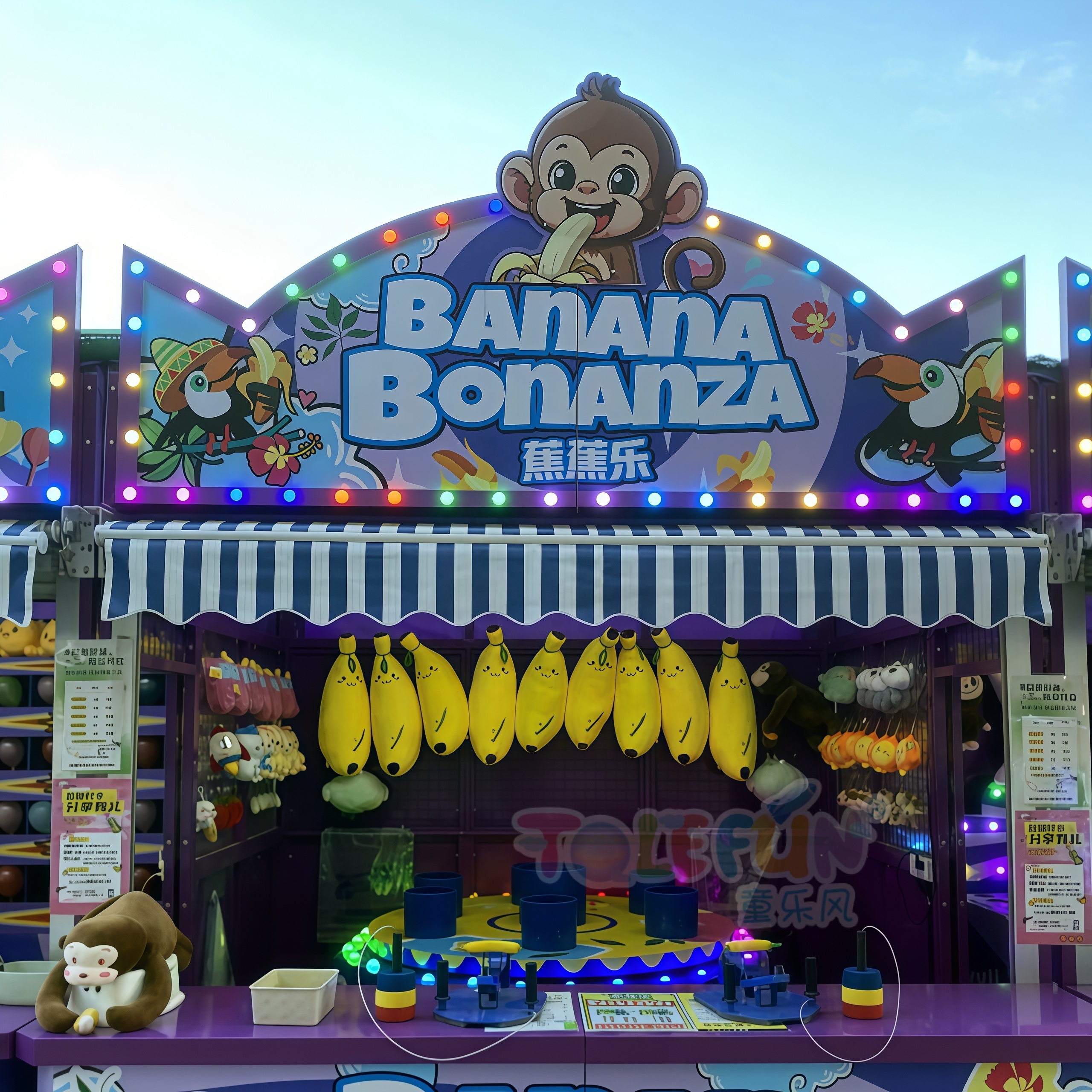 Tolefun Outdoor Carnival Booth Game PP Material Balloon Blaster Floor Stand with Spin Tic Tac Toe & Fortune Prize Wheel