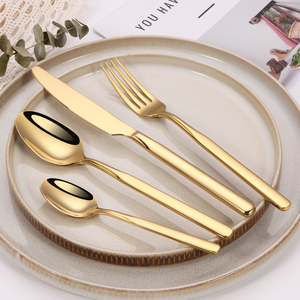 Phong cách mới nhà hàng đám cưới <span class=keywords><strong>Flatware</strong></span> bộ chất lượng cao vàng thiết lập dao kéo <span class=keywords><strong>1810</strong></span> thép không gỉ muỗng và ngã ba máy rửa chén an toàn - Product Image 2