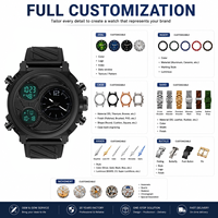 Montre numérique à double affichage SANDA 2145 pour homme, montre de sport, étanche, lumineuse, chronomètre, multifonction, OEM ODM