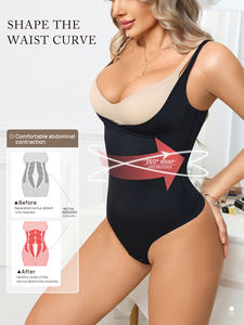 <span class=keywords><strong>Body</strong></span> sculptant noir pour femme, effet ventre plat, string, fermeture avant, bretelles fixes, sans couture, doux, respirant, usage quotidien - Product Image 2