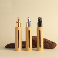 Flacon pulvérisateur en bambou de 10 ml en stock pour le transfert de parfum avec fenêtre de visualisation, huiles essentielles, vaporisateur à fine brume, flacon de parfum en verre.