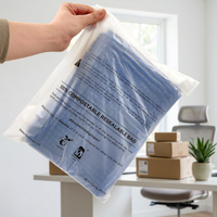 Emballage de vêtements en plastique compostable givré durable, logo personnalisé, sac auto-adhésif en amidon de maïs EN 13432 OK Compo Home Ppwr