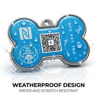Etiqueta de Identificación para Mascotas de Lujo, de Alta Gama, con Chip NTAG215, Resistente al Agua, con Tecnología RFID y NFC, Borde Dorado de Acero Inoxidable, Forma de Flor, Pata o Hueso, para Rastreo de Mascotas