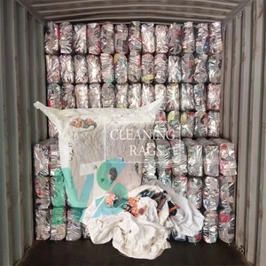 การรวมกลุ่มของผ้าขี้ริ้วผ้าฝ้ายสีขาวพิมพ์เช็ดตัดเป็นชิ้นๆเศษผ้าฝ้ายสำหรับทำความสะอาดผ้าขี้ริ้วสีขาว - Product Image 1