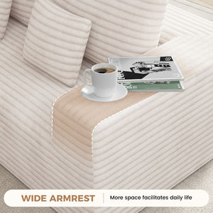 Sofá Cama Modular de Corduroy Moderno, Relleno de Esponja, Diseño Ergonómico, Sin Ensamblaje, con Almohadas, Ideal para Apartamentos, Hoteles y Escuelas - Product Image 3