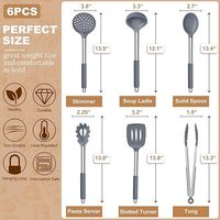 Ustensiles de cuisine professionnels résistants à la chaleur, écologiques, ensemble de 6 ustensiles de cuisine en silicone avec manche en acier inoxydable pour la maison