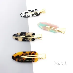 INS hot sale no bend crease makeup hair clips flat plain cellulose acetate hair grip clips custom logo name hair styling clips