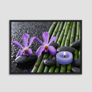 Purple Orchid Canvas Print: Bamboo Grove Zen Wall Art,<b>BLACK</b> <b>FRAMED</b> CANVAS - Product Image 2