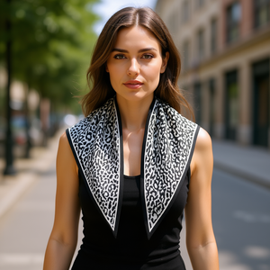 Angelina Triangular <b>Scarf</b> 135x60cm <b>Leopard</b> <b>Print</b> Neckwear Fashion Accessory Women All Seasons Polyester Cotton - Product Image 2