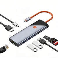 Hub USB C 8 en 1, adaptateur Type C avec 4K, Ethernet Gigabit RJ45, 3 ports USB 3.0, lecteur de cartes SD/TF, station de charge PD 100W