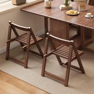 Solid Wood Folding <b>Chair</b> Walnut Color Simple Modern Design For <b>Dining</b> Study Lounge Use - Product Image 2