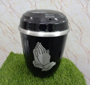 Elegante Simple Plata Metálica Europea Adulto Cremación Urna Aluminio Memorial Funeral Recuerdo Tres Líneas de Banda Venta Disponible - Product Image 4