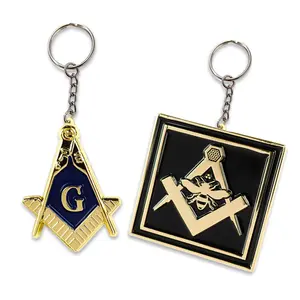 Atacado chaveiro logotipo personalizado designer ouro metal esmalte chaveiros acessórios masonic metal chaveiro