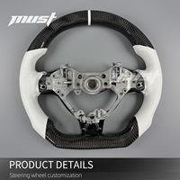 Volant sport en fibre de carbone avec LED et poignées blanches personnalisées pour Toyota GR 86 et Subaru BRZ Coupé 2017-2026 – Amélioration intérieure