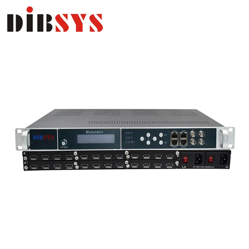 Q924M8B ที่มีคุณภาพสูง HEVC H.265 DVB-T ISDB-T DVB-C โมดูเลเตอร์ตัวเข้ารหัสวิดีโอ24ช่องตัวแปลง IP เป็น RF 8ช่อง