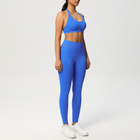 Soutien-gorge de sport de yoga tricoté de couleur unie sans couture transfrontalière costume de fitness avec logo devant suspendu cou beauté dos serré hanche