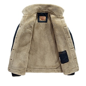 Customized Autumn and Winter <b>Men's</b> Stand-up Collar Zipper Thickened Velvet Casual Cotton <b>Denim</b> <b>Jacket</b> New Arrival - Product Image 6