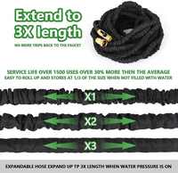 Tuyau d'arrosage extensible magique 3 fois plus long, haute pression, pour lavage de voiture, usage domestique et arrosage de fleurs, avec raccord en laiton