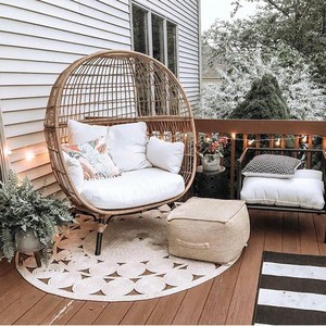 Fauteuil de jardin rond en rotin pour extérieur, villa, cour, mobilier de loisirs - Product Image 2