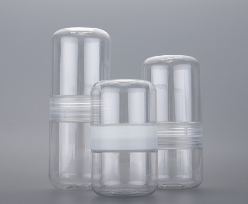 Double Sided Clear Plastic Jar with Screw Top Creative Design Airtight Seal for Nuts Beans Foods Tea Flowers