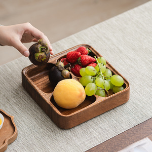 Ensemble de plateaux de service en bois de noyer, ronds et ovales, avec compartiments, pour le thé, les collations, usage hôtelier - Product Image 3