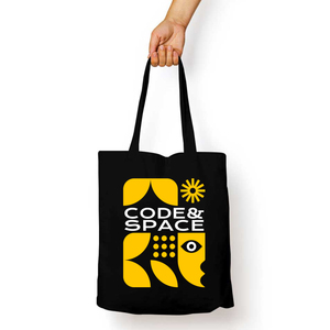 Sac fourre-tout en toile noire écologique avec longue anse, motif logo sérigraphié, taille moyenne, pour publicité, promotion, cadeau, exposition - Product Image 3