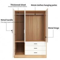 Armoire de chambre multi-styles en bois, style nordique moderne, meuble de rangement pour vêtements, placard de chambre en MDF recouvert de PVC