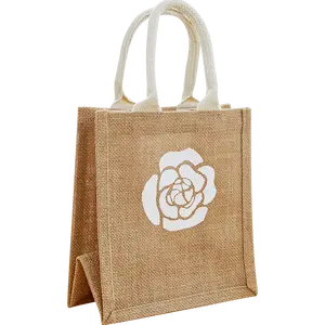 Groothandel Herbruikbare Custom Ontwerp Afdrukken Logo Waterdichte Jute Zakken Pot Tas Jute Tas