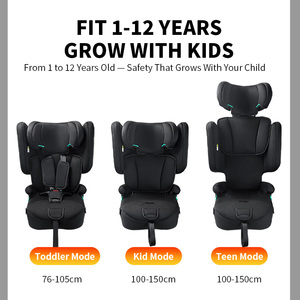 <span class=keywords><strong>Coussin</strong></span> rehausseur à dossier haut pliable à un bouton avec fixation ISOFIX ECE R129 pour enfants de 76 à 150 cm, appuie-tête réglable en 10 positions - Product Image 1