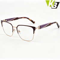 Monture de lunettes optiques carrées pour femmes, en métal et acétate, à monture complète, lunettes de prescription tendance