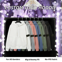 Sudadera con Capucha Oversize Unisex de Alta Calidad, Forro Polar Sólido, Logotipo Personalizado, Bordado 3D, 100% Algodón, Antipilling, Gruesa, para Hombre