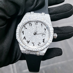 Reloj de Moissanita de Alta Calidad VVS, Reloj de Moissanita con Incrustaciones de Diamantes, Mecánico, Resistente al Agua 5ATM, 42mm, Diseño Hueco, Logotipo Personalizado - Product Image 1