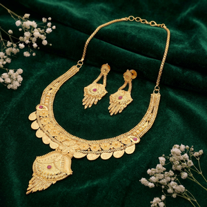 ขายส่งเครื่องประดับทองเหลืองชุบทอง 14K18K24K สร้อยคอสั้นแบบแฟชั่น ชุดเครื่องประดับลายดอกไม้แบบดั้งเดิม โอโร จอยเอเรีย - Product Image 3
