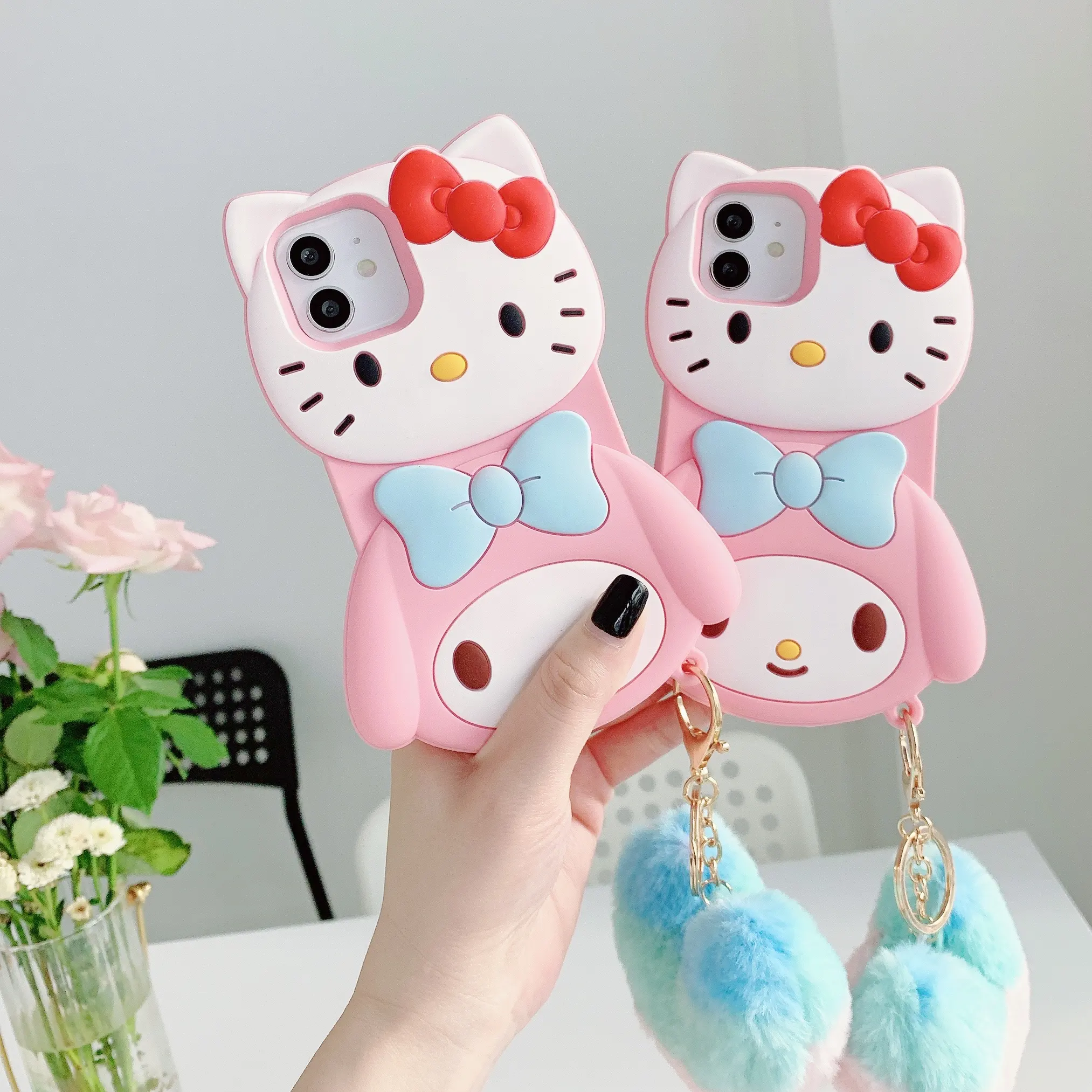 KittyCat Cartoon Pink 3D Silicone Phone Case for Iphone 13/12/11/ Pro/pro max