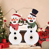 Éventails en papier de Noël à suspendre, décorations de tableau d'affichage Bonhomme de neige, décors muraux d'hiver pour les fêtes