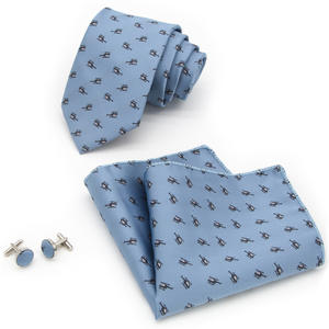 Conjunto de Corbata y Gemelos de Seda 100% Tejida a Mano con Diseño Personalizado de Avión - Product Image 2