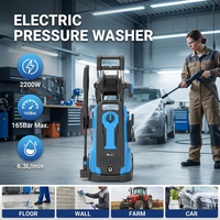 Nettoyeur haute pression électrique 165 bars 220V pour voiture, machine de lavage, nettoyeur de surface avec lance à mousse, kit de brosses pour roues, pour le detailing automobile
