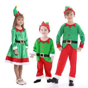 בסיטונאות חג מולד תלבושות 2 שנים ילד-חג המולד בגדי ילדים בנים ובנות תחפושות גן elf להתלבש בגדי ילדי סנטה קלאוס חליפה