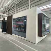 Maison préfabriquée personnalisée en conteneur, maison modulaire avec grande fenêtre en verre du sol au plafond, design moderne, utilisation en extérieur