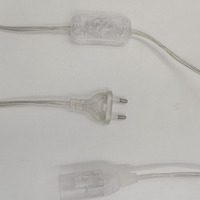 Câble gainé de fil transparent avec prise EU, interrupteur 303 et culot de lampe nu E14