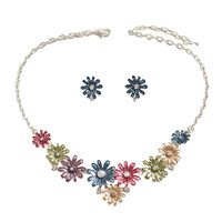 Ensemble de bijoux de luxe géométriques pour femmes style européen coloré feuille papillon collier boucles d'oreilles